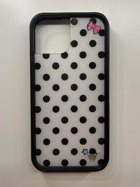 iphone 13 wildflower polka dot black and white case